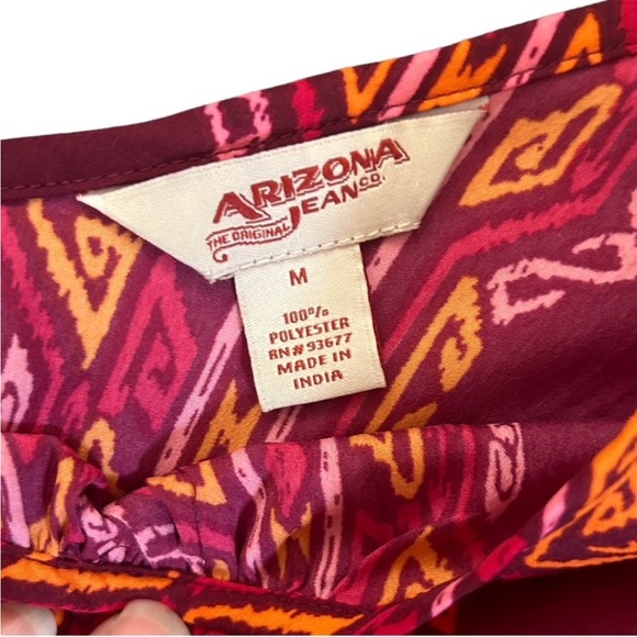 Arizona Jean Co. Red Geometric Print Cold Shoulder Romper Summer Festival Boho M - Picture 5 of 8